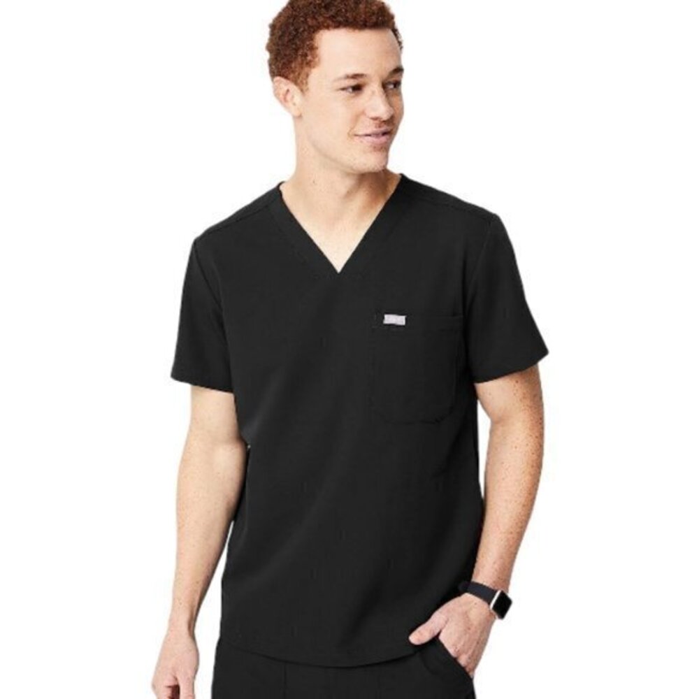 Figs Black Chisec Medical Nurse Doctor Hospital Scrub Top Size Large EUC #0411